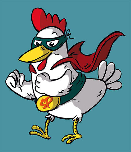 Carte poule costumée